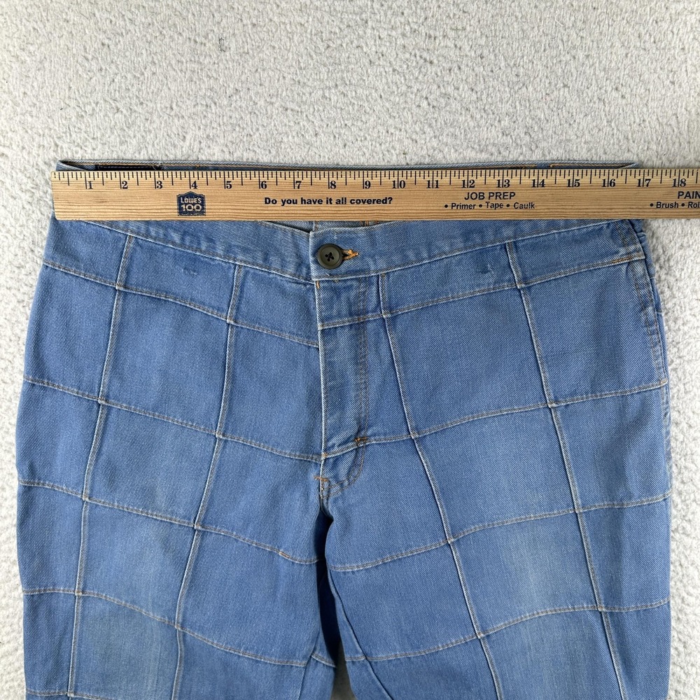 Vintage Brittania Jeans Womens 34x31 Windowpane Bell Bottom Flare Patchwork 70s - Picture 11 of 15